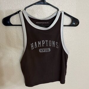 Aeropostale Chocolate Tank with White Edges